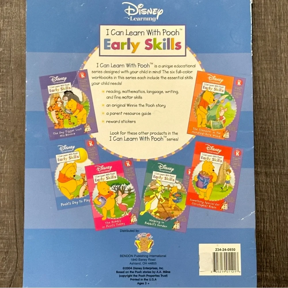 💞 New Disney Winnie the Pooh Pre-K Early Learning Skills Educational Workbook